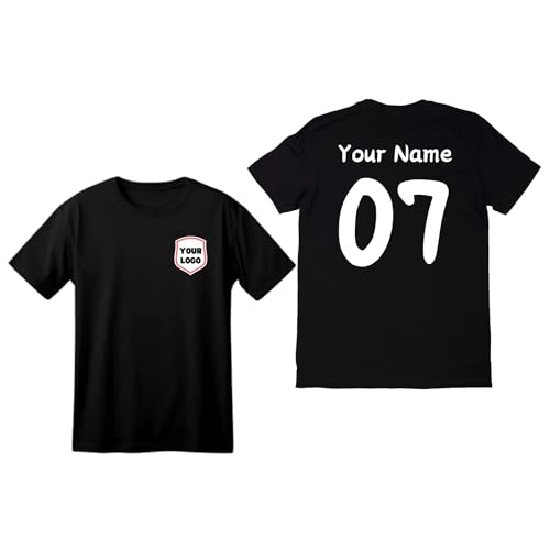 Personalised T-Shirt Your Name & Number Any Country or Club Badge Jersey Retro Top Adults Logo Printed Unisex Men Women Cotton Crew Neck Casual T-Shirt