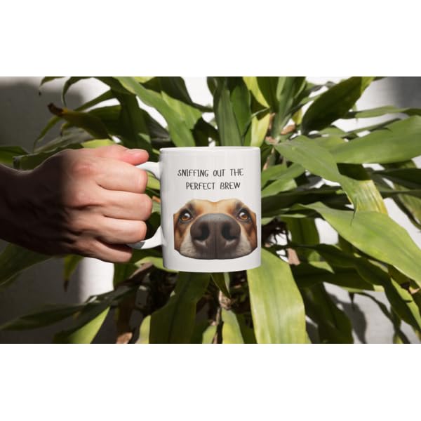Sniffing Out The Perfect Brew Dog Lover Coffee Mug – 11 oz Ceramic Mug with Playful Dog Nose Design – Dishwasher & Microwave Safe