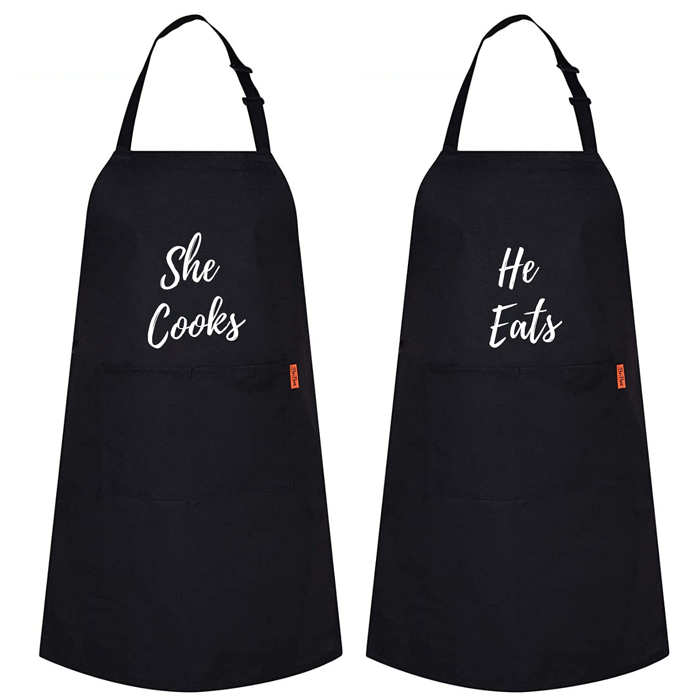 Be Buz MR and MRS Apron Custom Printed Kitchen BBQ grill chef Apron for Men Women Great gift for Him and Her - Set of 2 Aprons - Top Tee