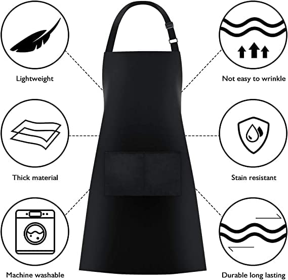 NEVER TRUST A SKINNY COOK Funny Aprons for women - 2 Pockets BBQ Apron Coffee house Cooking Kitchen Chef Bar Hotel Gift For Husband Wife, Dad Mom boyfriend Girlfriend Black - Top Tee