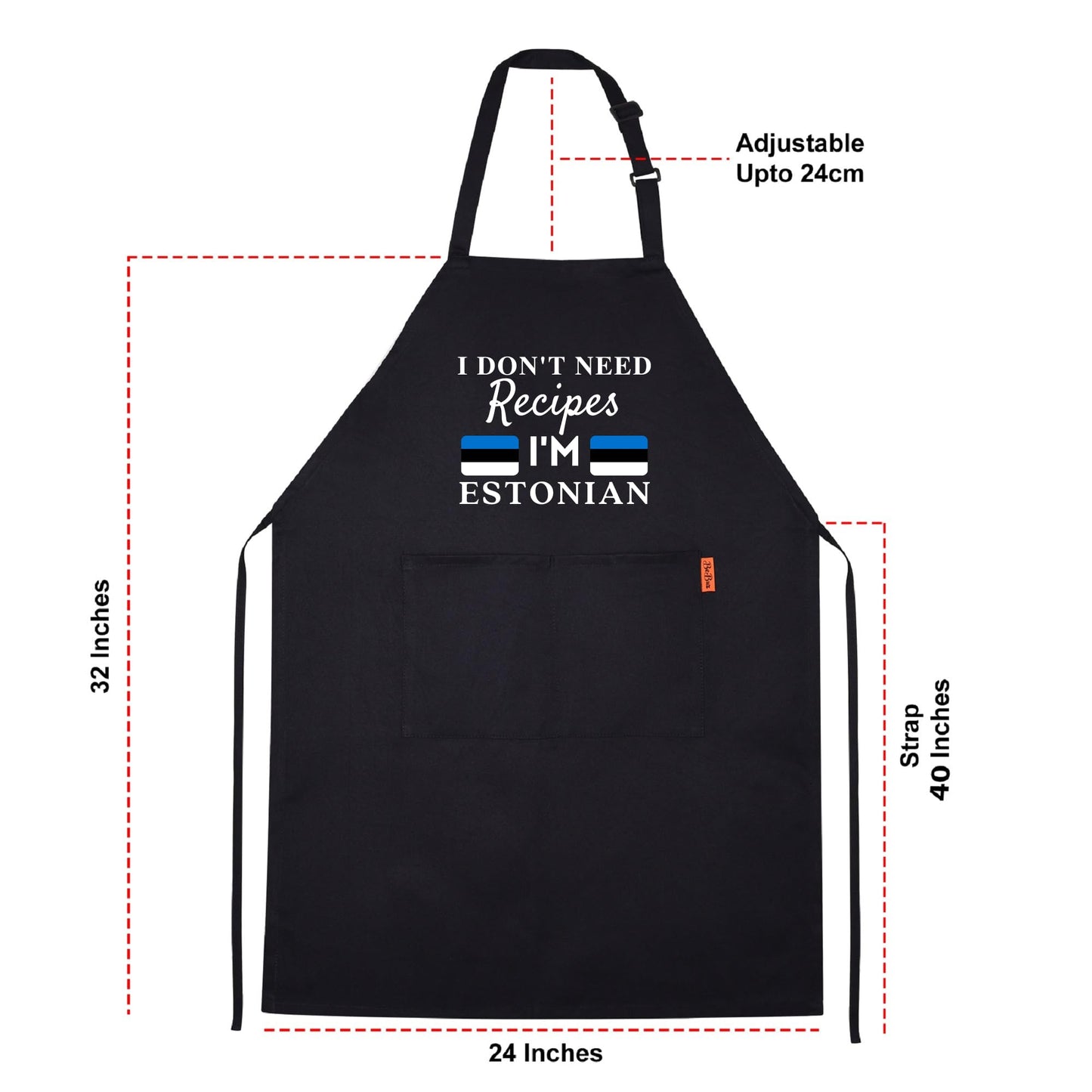I Don't Need Recipes, I'm Estonian Adjustable Long Apron with two Pockets Chefs Home Cooks Baking Cooking Kitchen Grilling and BBQ Apron gift for him her