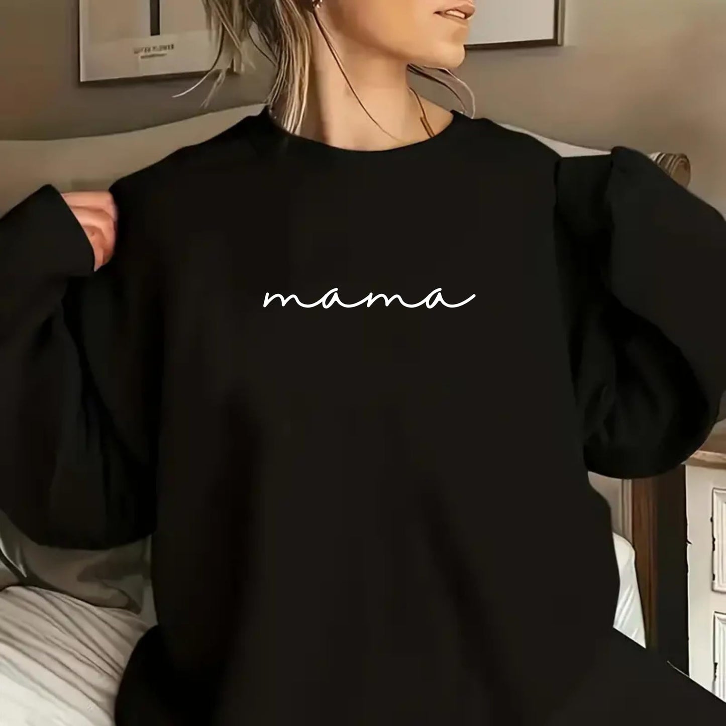Be Buz Mama Sweatshirt for Women Cute Mom Crewneck Christmas, Mom Outfit, Casual Sweatshirt for Women