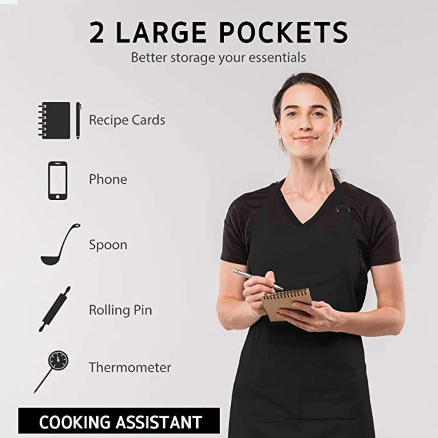 NEVER TRUST A SKINNY COOK Funny Aprons for women - 2 Pockets BBQ Apron Coffee house Cooking Kitchen Chef Bar Hotel Gift For Husband Wife, Dad Mom boyfriend Girlfriend Black - Top Tee