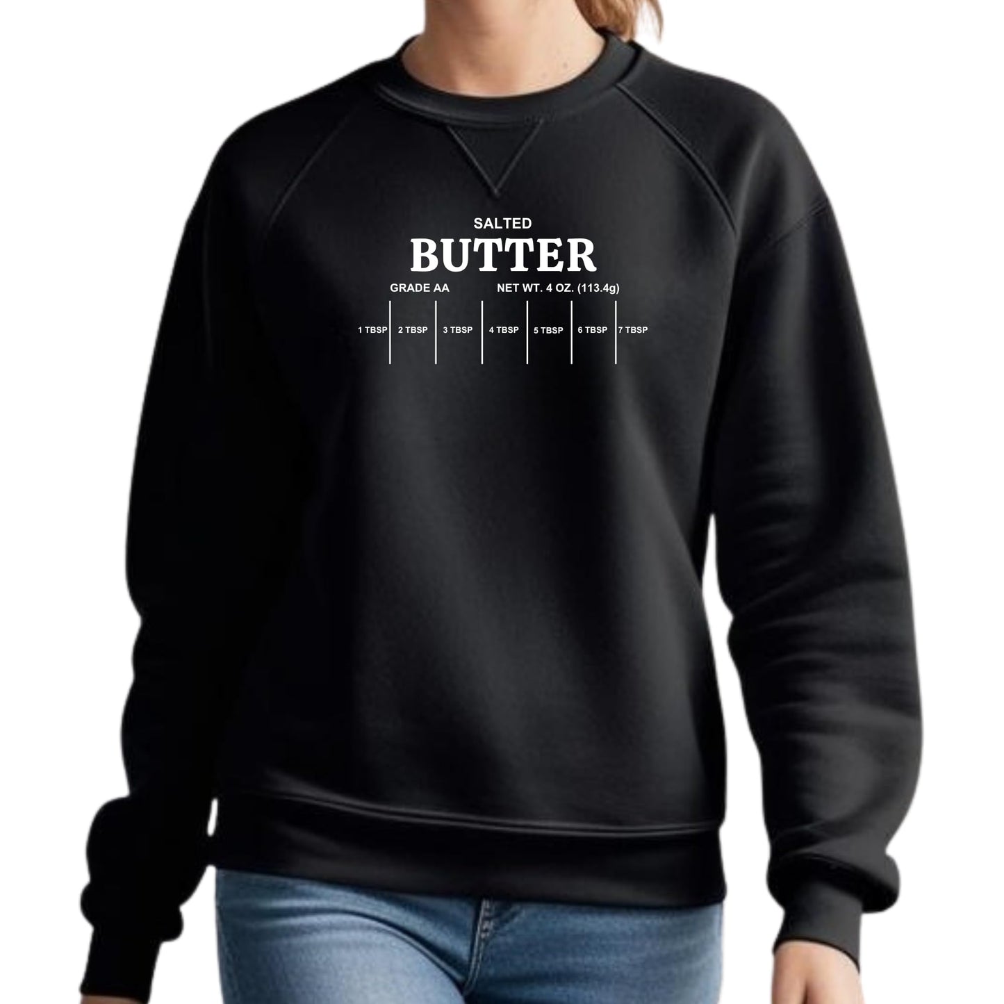 Be Buz Salted Butter Grade Sweatshirt Funny Foodie Pullover for Men and Women Dairy Lover Gift Cozy Unisex Crewneck for Butter Fans
