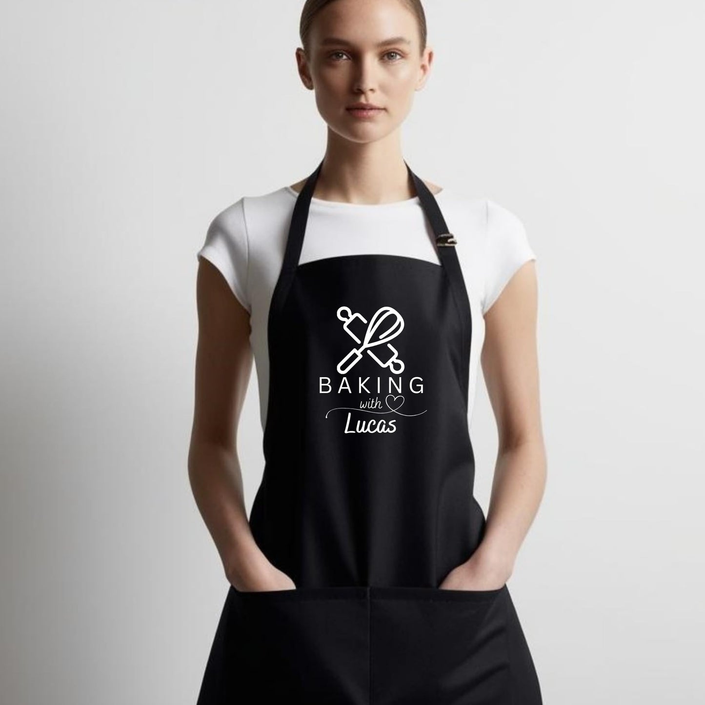 Baking Apron with Custom Name Apron for Baking, Cooking, and Grilling Custom Baking Apron with Adjustable Straps and Two Pockets Personalised Aprons Gift for Him Her Aprons for Women