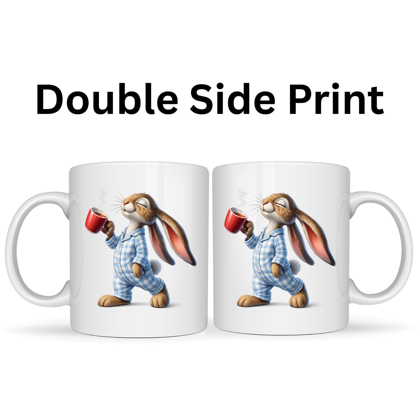 Lazy Bunny Coffee Mug – Rabbit with Red Coffee – 11oz Ceramic Coffee Cup