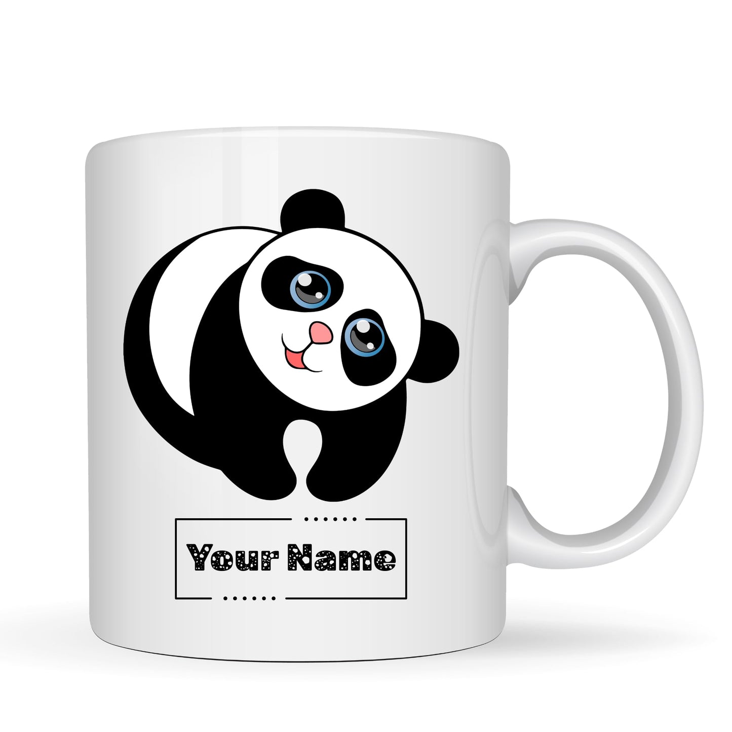 Personalized Panda Mug – Custom Name Ceramic Coffee Cup – Cute Panda Bear Lover Gift for Kids, Friends and Animal Lovers – 11oz