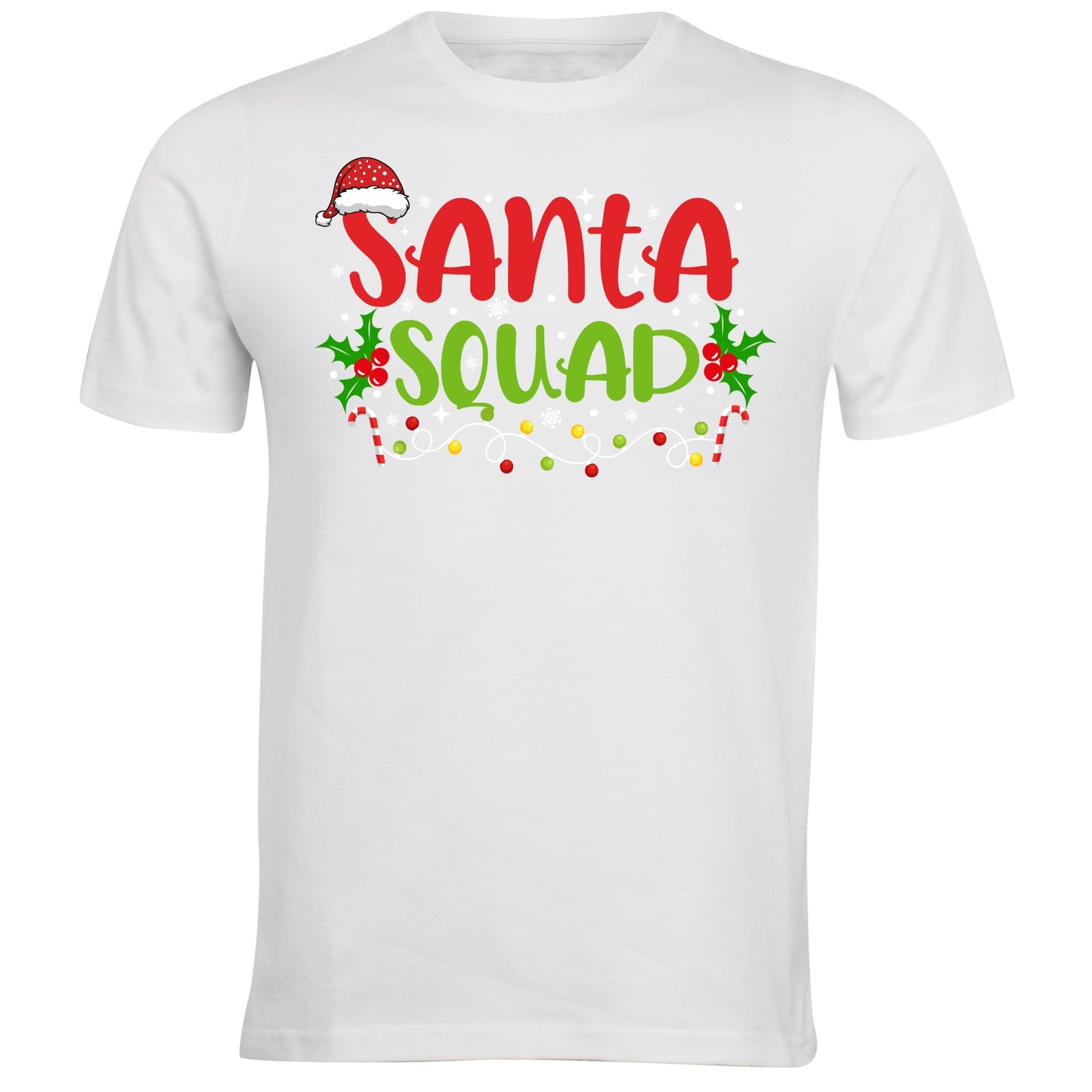 Santa Squad Merry Christmas and Happy New Year 2024 Jingle Bells Printed Adults Unisex Men Women Cotton Crew Neck Casual T-Shirt
