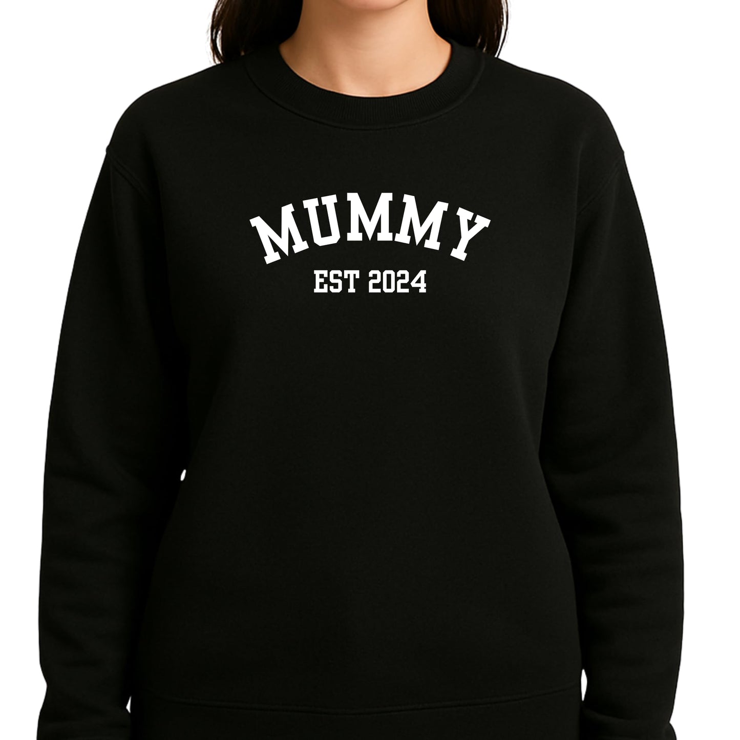Be Buz Mummy Est. Custom Sweatshirt Personalized Year Mom Pullover New Mum Gift Idea Cute Pregnancy Reveal Long Sleeve Sweater