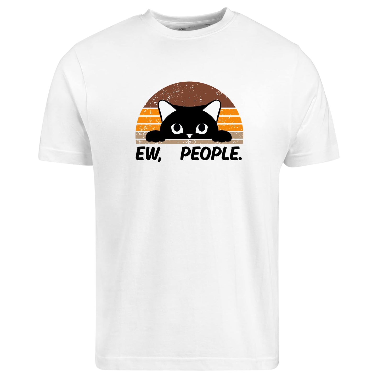 Be Buz Funny Cat T-Shirt, Ew People Sarcastic Cat Lover Antisocial Graphic Tee, Men and Women Introvert Gift Shirt