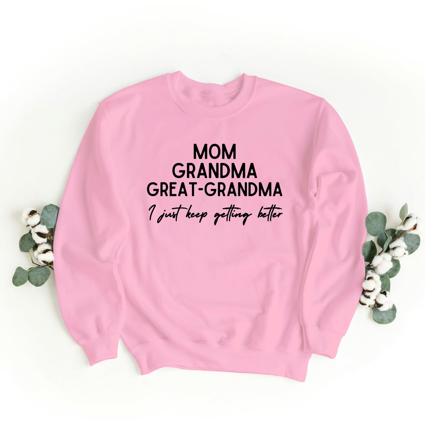 Be Buz Mom Grandma Great-Grandma Sweatshirt Baby Reveal to Family Pregnancy Announcement Gift Great Grandma Mother’s Day Sweatshirt