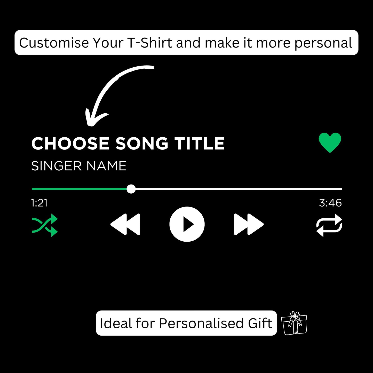 Choose Your Song/Singer Customise Personlised Text Printed Adults Unisex Men Women Summer Winter Cotton Crew Neck Casual T-Shirt
