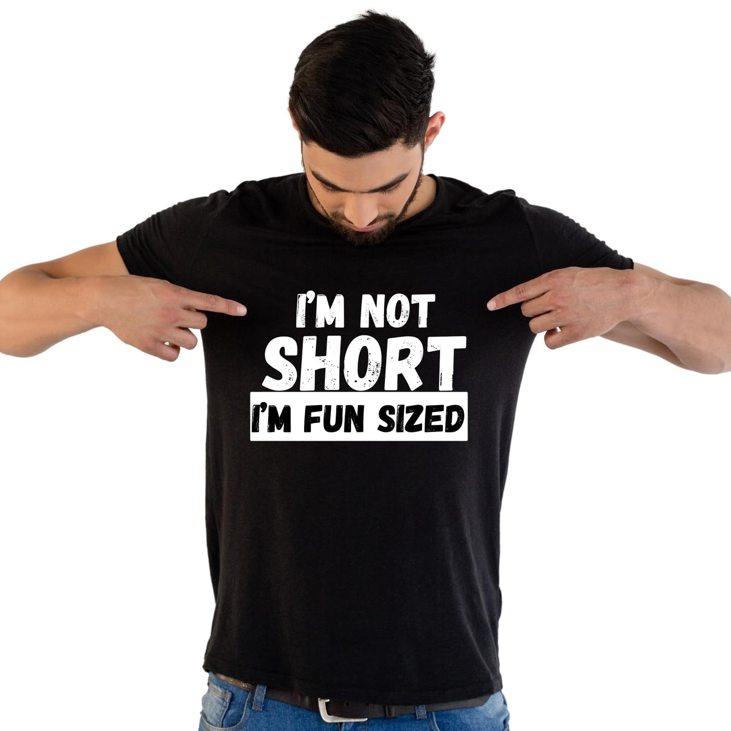I'm Not Short I'm Fun Sized Funny Printed Black Adults Unisex Men Women Summer Winter Cotton Crew Neck Casual T-Shirt