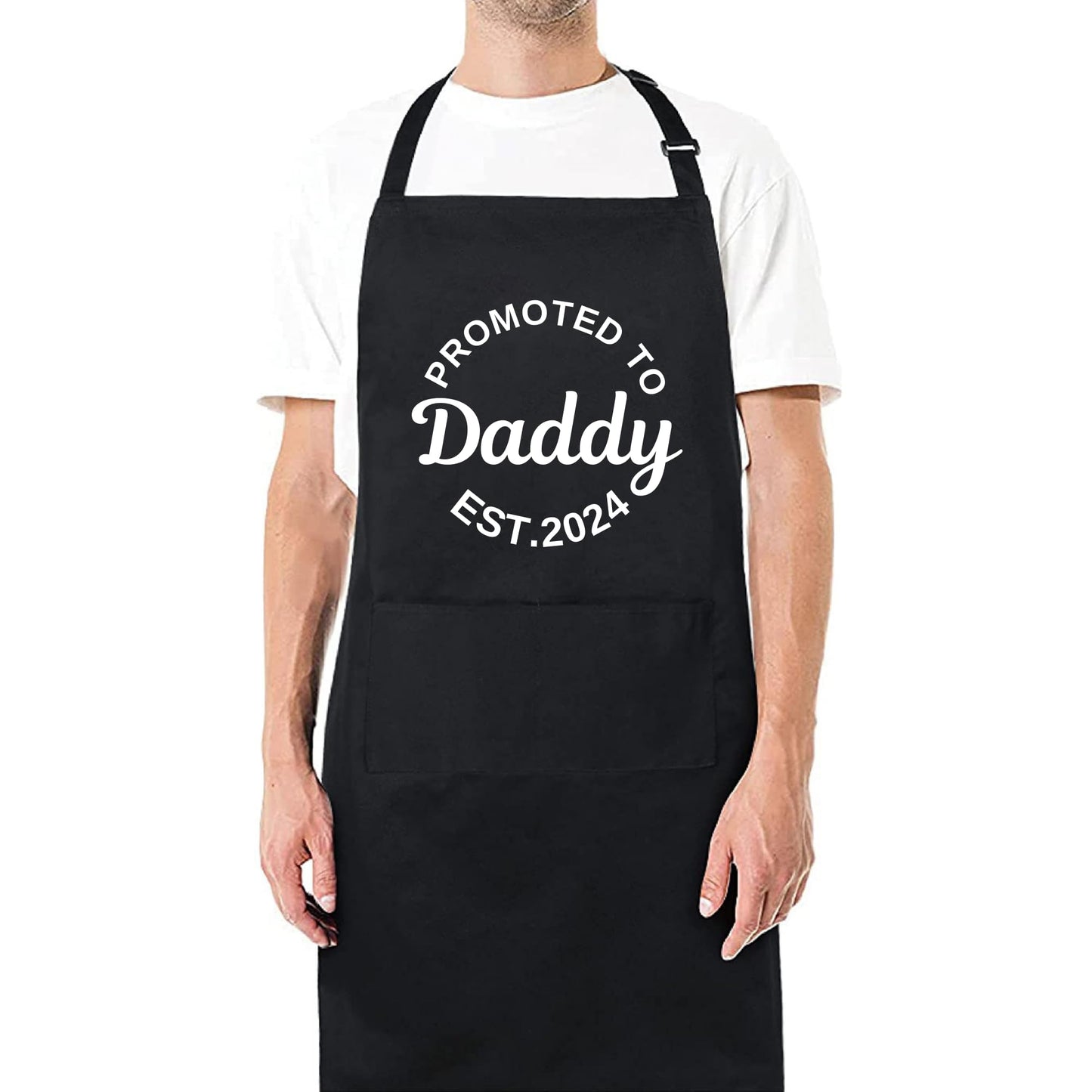 Promoted to Daddy Funny Aprons for Mens Dad Aprons Gift for Him Chef Apron Kitchen Apron BBQ Apron Grill Apron Father Day Gift Black Apron
