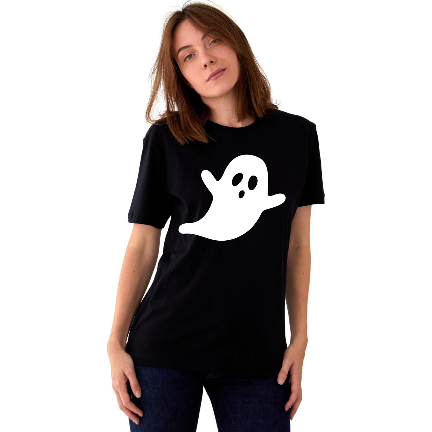 Halloween Party Flying Ghost Scary Fun Kids Adults Logo Printed Unisex Men Women Summer Winter Cotton Crew Neck Casual T-Shirt