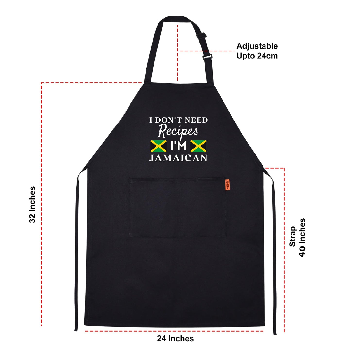 Be Buz I Don't Need Recipes, I'm Jamaican Adjustable Long Apron with two Pockets Chefs Home Cooks Baking Cooking Kitchen Grilling and BBQ Apron gift for him her - Top Tee