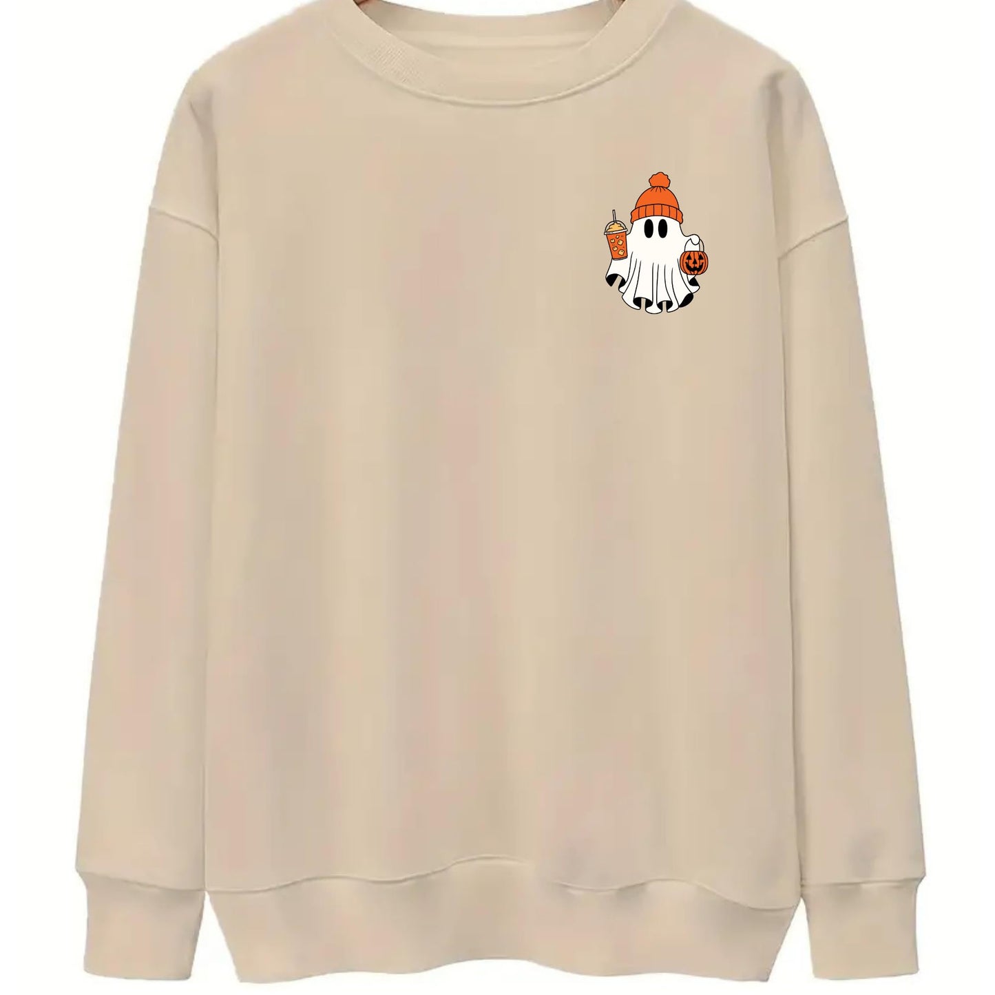 Be Buz Spooky Season Ghost Sweatshirt Halloween Pocket Size Ghost Pullover Unisex Sweatshirt October Crewneck