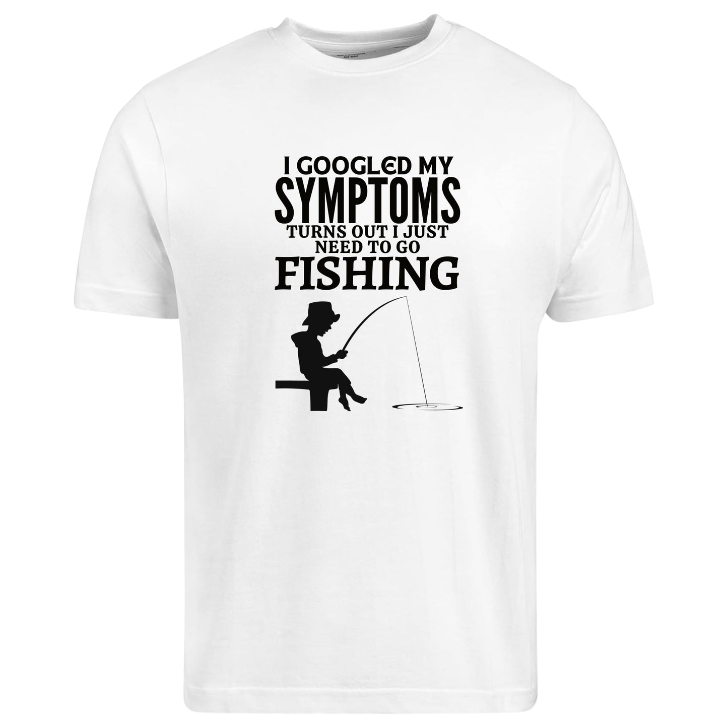 Be Buz Funny Fishing T-Shirt for Men 'I Googled My Symptoms Turns Out I Just Need to Go Shirt' Sarcastic Humor Gift for Fishermen