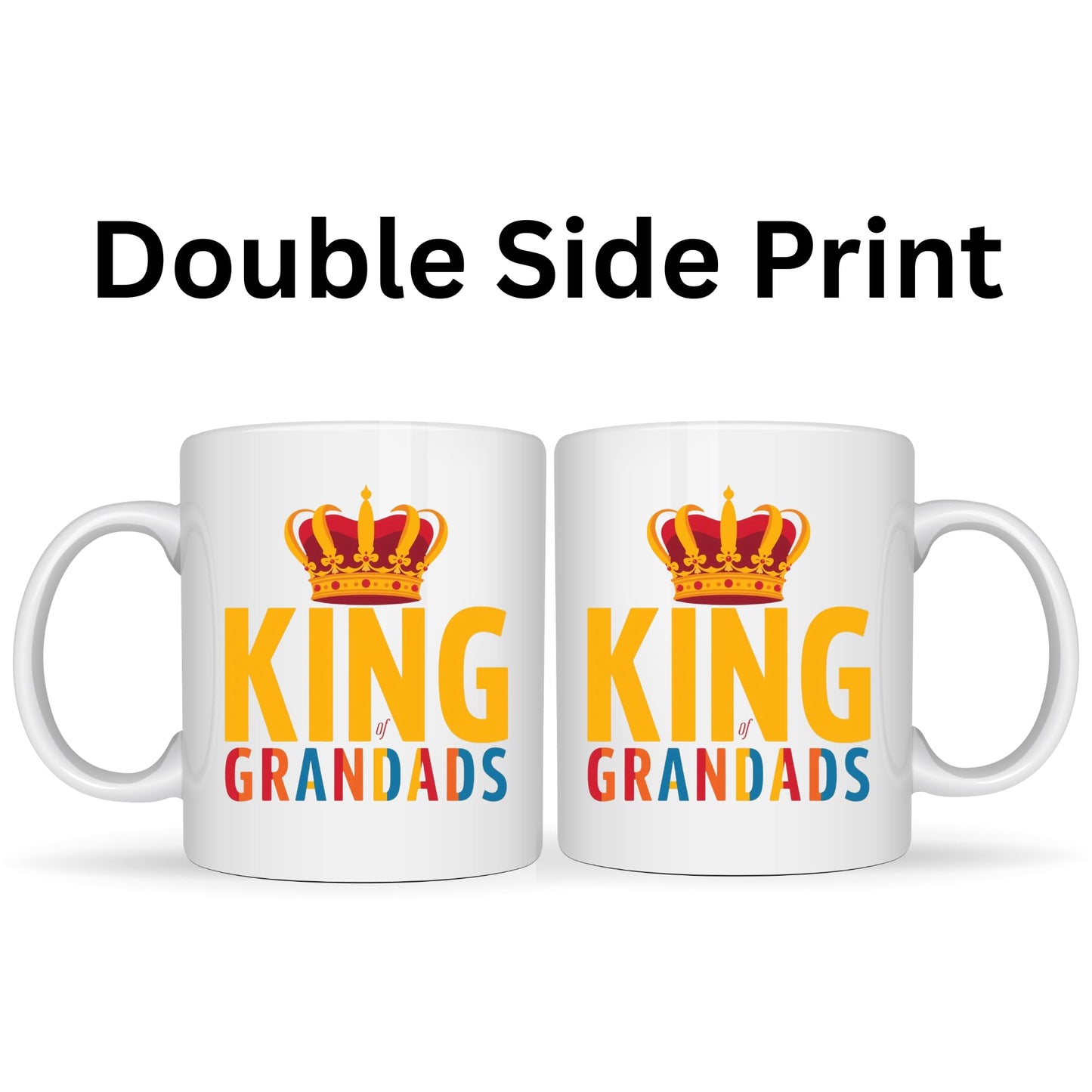 Be Buz King of Grandads Coffee Mug – Royal Crown Design – 11oz White Ceramic Mug for Grandpa