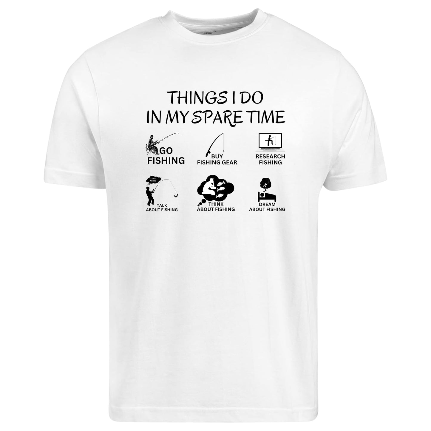 Things I Do in My Spare Time Go Fishing T-Shirt - Funny Fishing Lover Gift Idea for Men & Women - Soft Cotton Tee for Anglers & Hobbyists