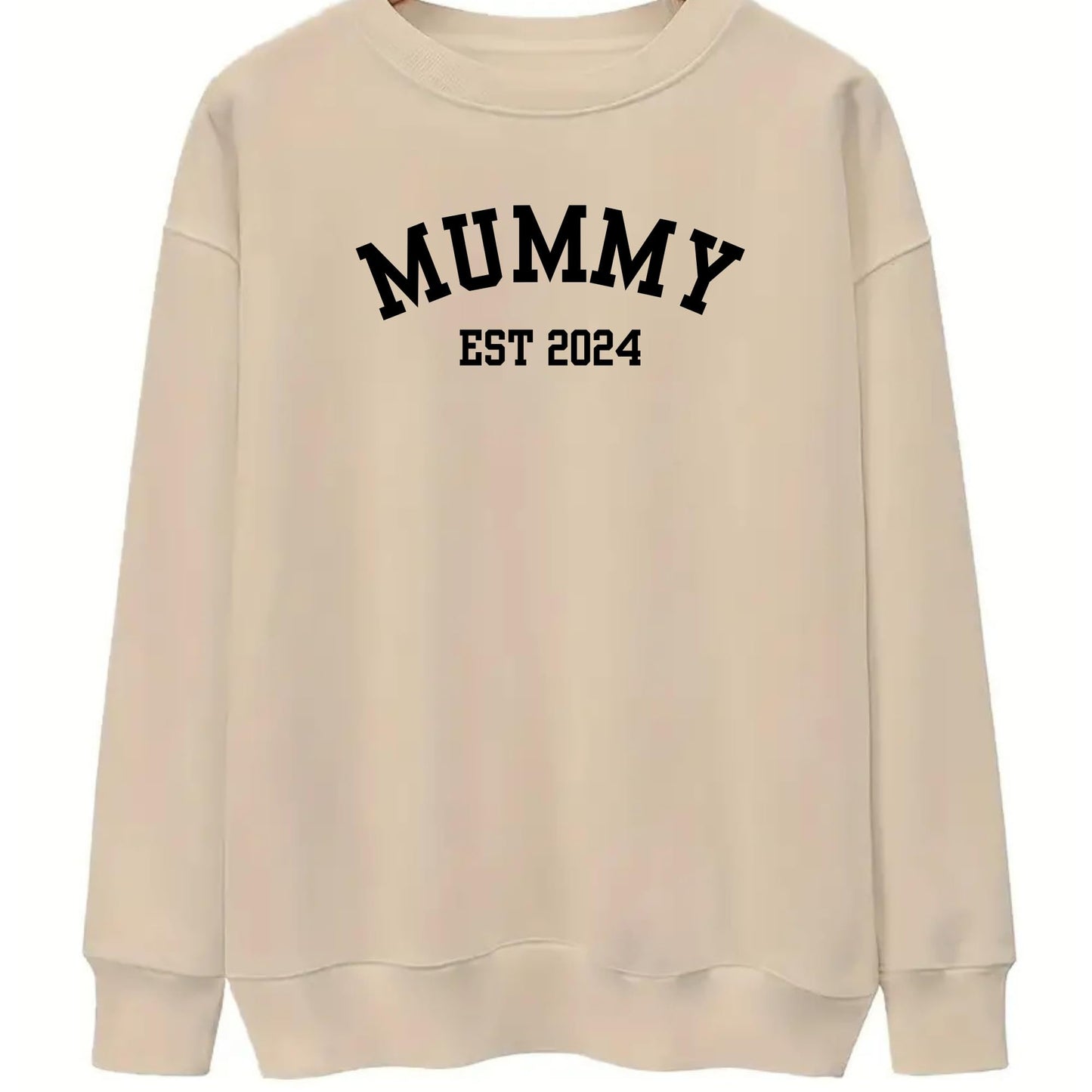 Be Buz Mummy Est. Custom Sweatshirt Personalized Year Mom Pullover New Mum Gift Idea Cute Pregnancy Reveal Long Sleeve Sweater