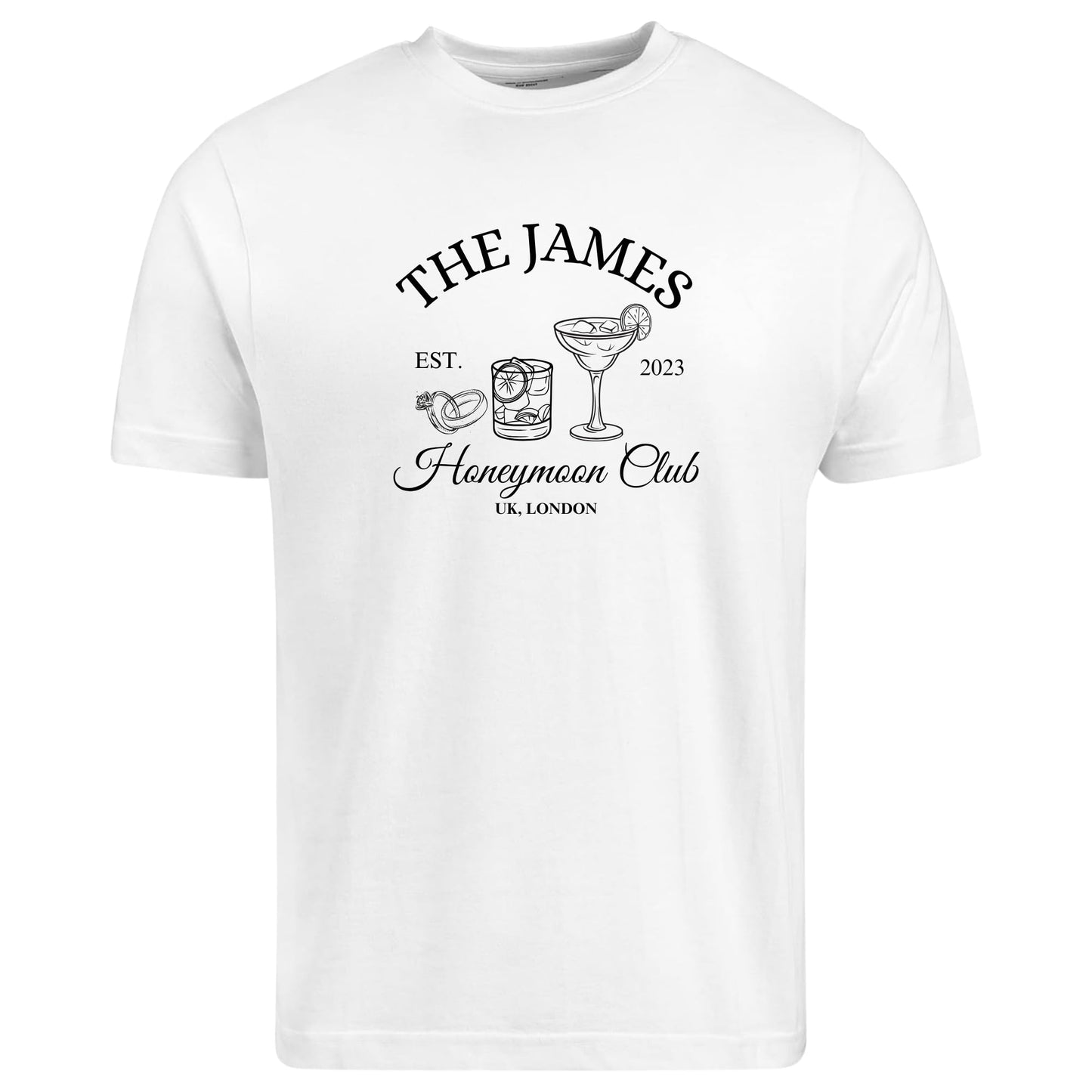 Be Buz Personalized Honeymoon Club T-Shirt, Mr and Mrs Matching Couple Wedding Tees for Bride and Groom