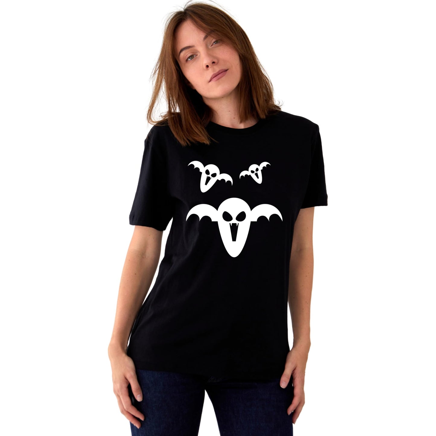Flying Ghost Halloween Party Fun Adults Logo Printed Unisex Men Women Summer Winter Cotton Crew Neck Casual T-Shirt