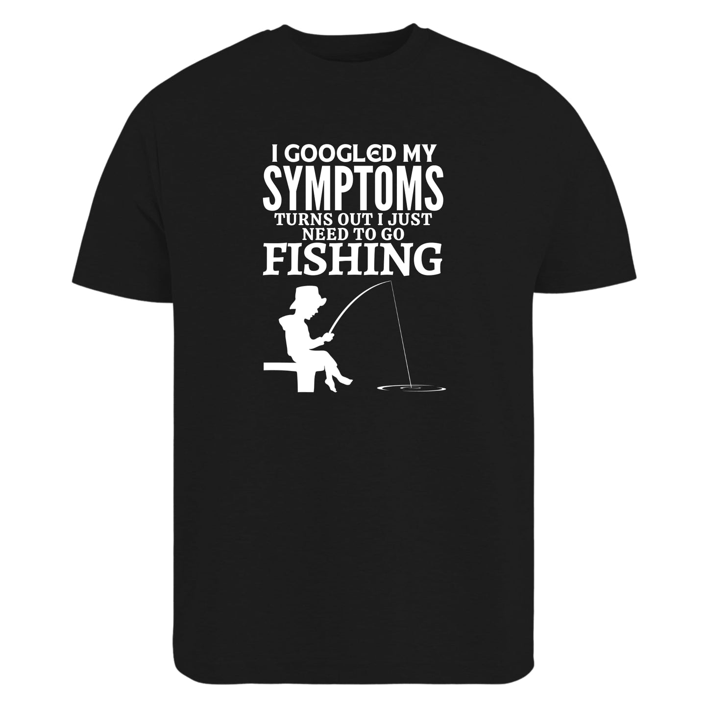 Be Buz Funny Fishing T-Shirt for Men 'I Googled My Symptoms Turns Out I Just Need to Go Shirt' Sarcastic Humor Gift for Fishermen