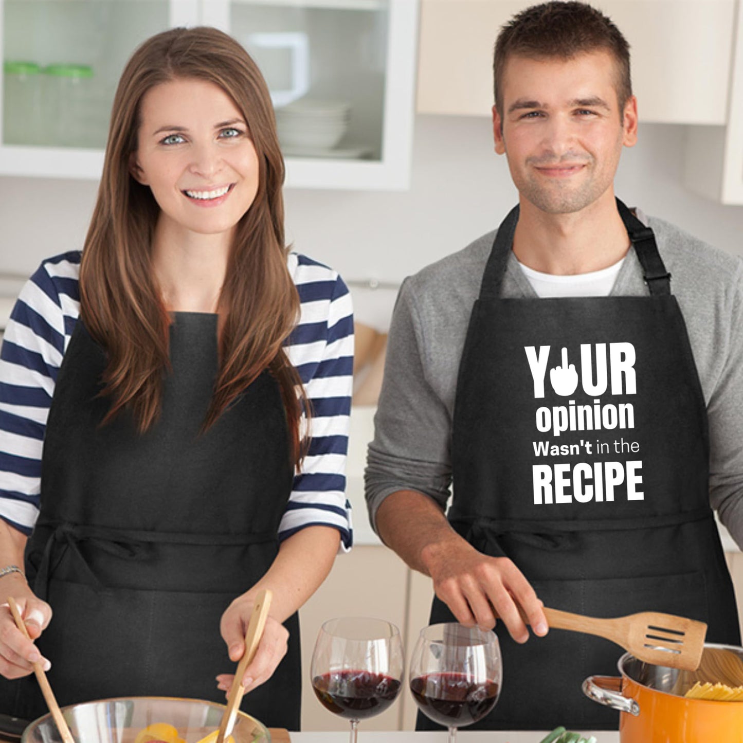 Be Buz YOUR OPINION WASN'T IN THE RECIPE Funny Aprons for Women Printed Apron Gift for Her Chef Apron Kitchen Apron BBQ Apron Gift Baking Apron Father Day Gift - Top Tee
