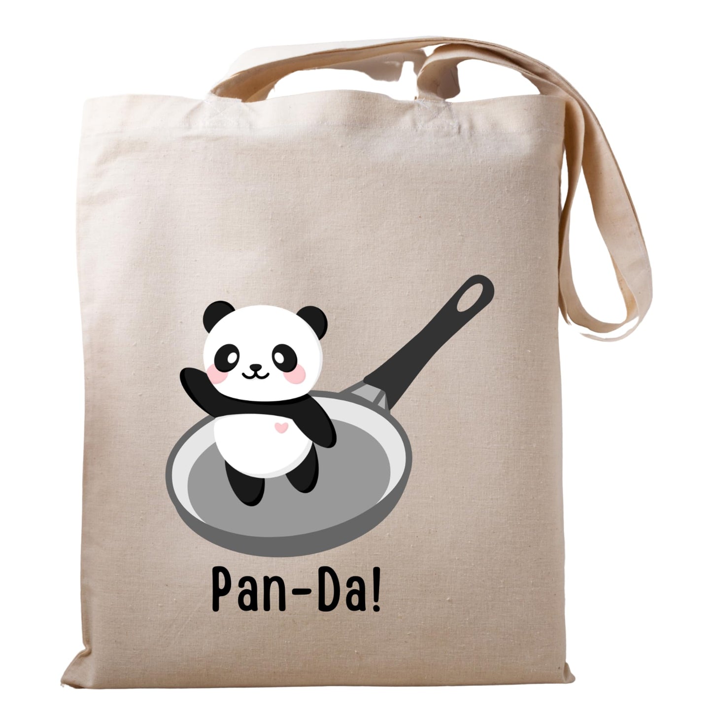 Be Buz Panda Tote Bag “Pan-da” Design Cute and Stylish Bag for Panda Lovers Reusable Casual Bag for Work Shopping Travel