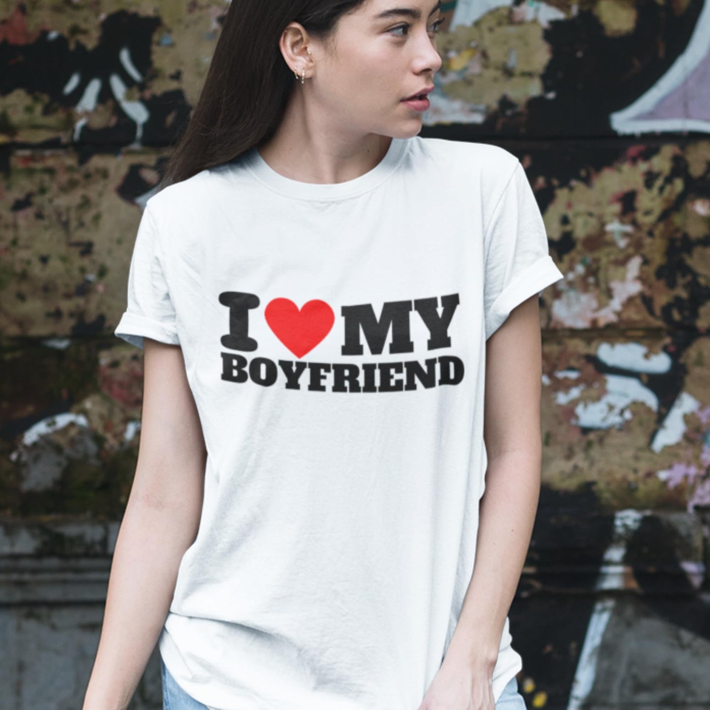 Be Buz I Love My Boyfriend T-Shirt Soulmates Forever World's Best Boyfriend Tee Cotton Shirt for Women Anniversary, Valentine's Day, or Birthday Present