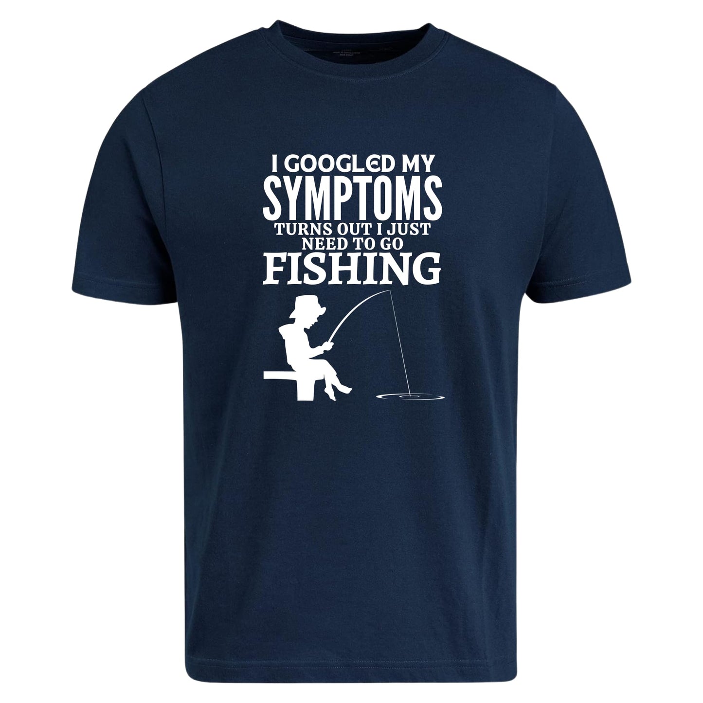 Be Buz Funny Fishing T-Shirt for Men 'I Googled My Symptoms Turns Out I Just Need to Go Shirt' Sarcastic Humor Gift for Fishermen
