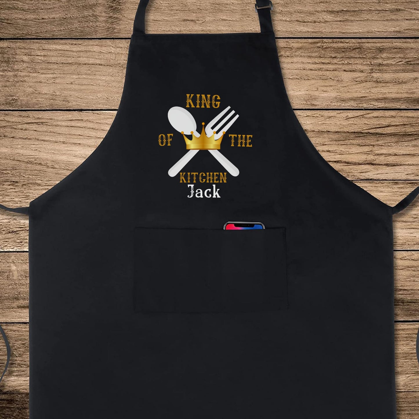 King Of The Kitchen Custom Apron Personalised Chef Aprons Grill Apron Gift for Him Her Aprons for Mens Dad Apron Kitchen Apron BBQ Apron Father Day Gift Black Apron