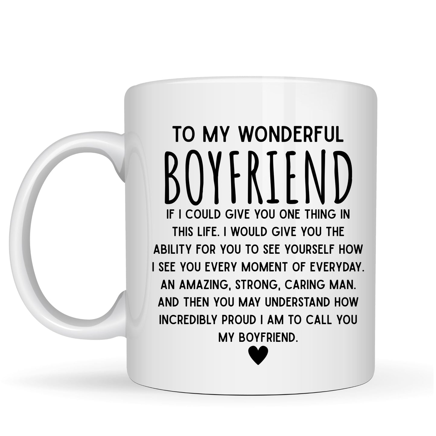 To My Wonderful Boyfriend Romantic Message Coffee Mug - 11oz Ceramic Coffee Cup