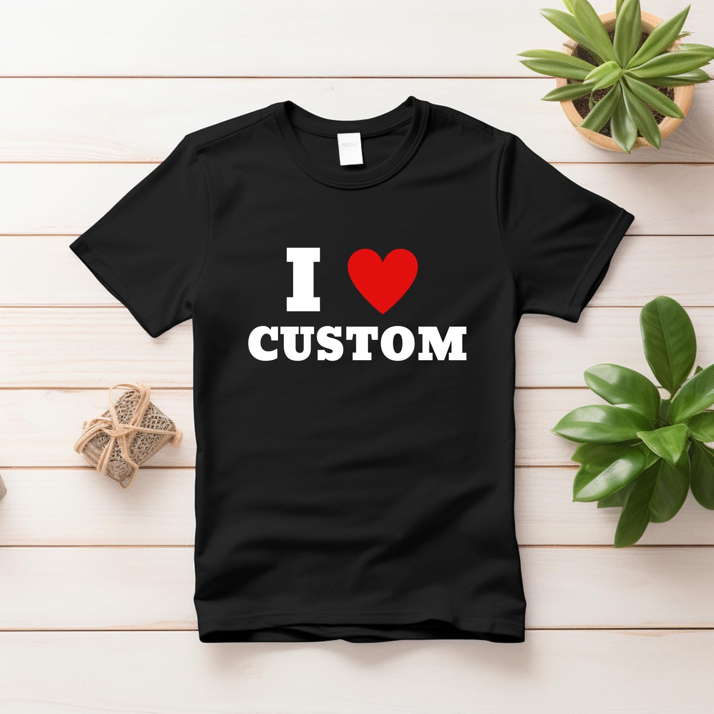 I Heart Personalised Cotton T-Shirt, White and Black, S-XXL