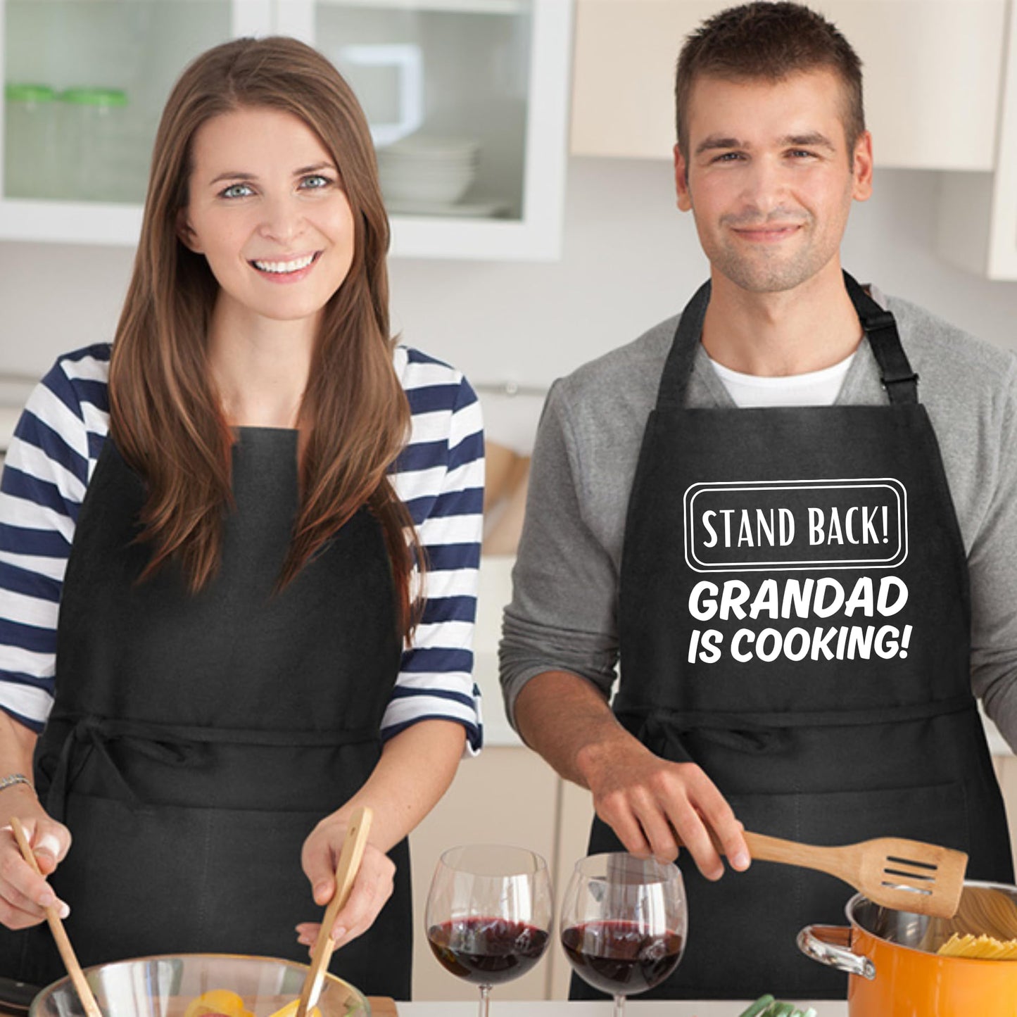 Stand Back Grandad Is Cooking Apron Fathers Day BBQ Novelty Apron Funny Apron for Grandads gift for him dad gift BBQ Cooking Apron