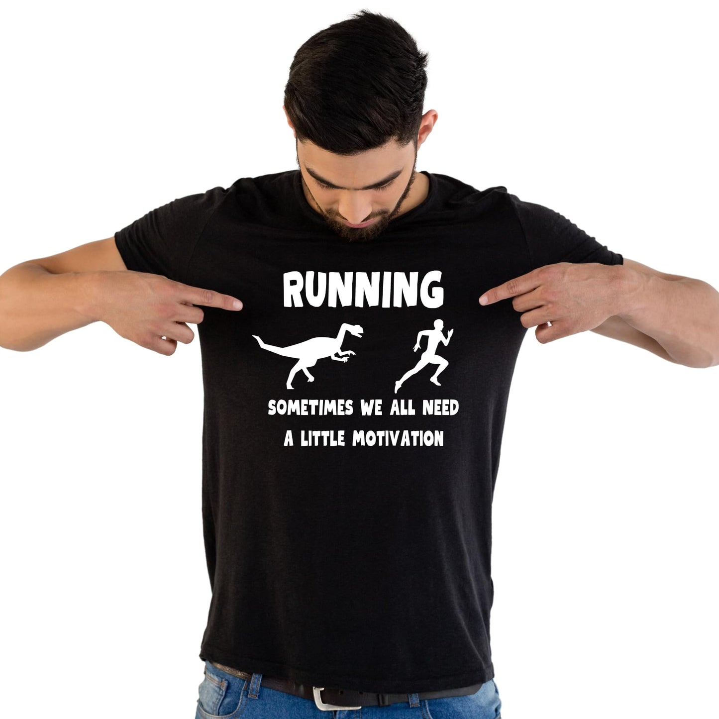 Running Sometimes We All Need A Little Motivation Funny Printed Black Adults Unisex Men Women Summer Winter Cotton Crew Neck Casual T-Shirt