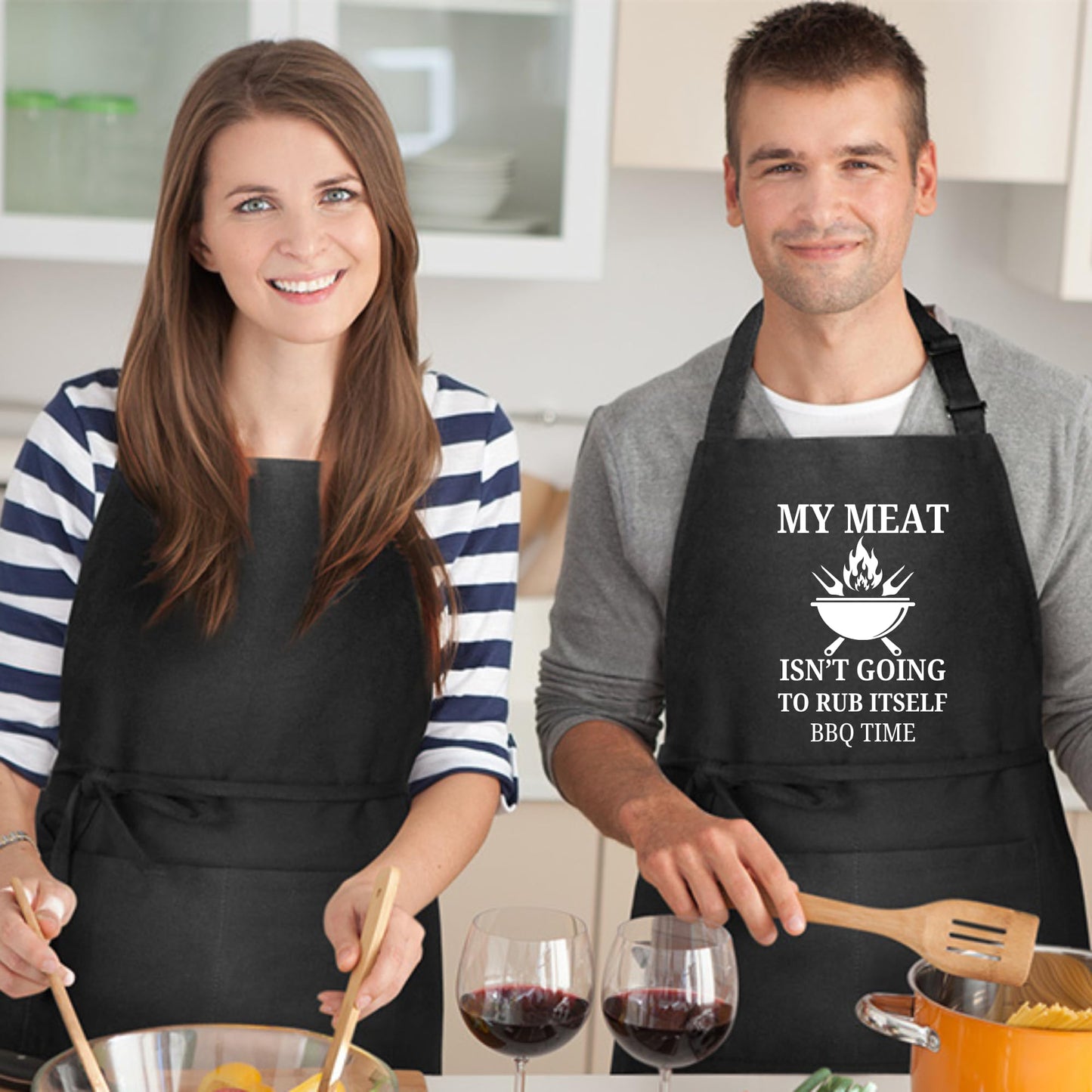 My Meat Isn't Going To Rub Itself BBQ Time Funny Aprons for Men Printed Apron Gift for Him Chef Apron Kitchen Apron BBQ Apron Gift Baking Apron Father Day Gift - Top Tee