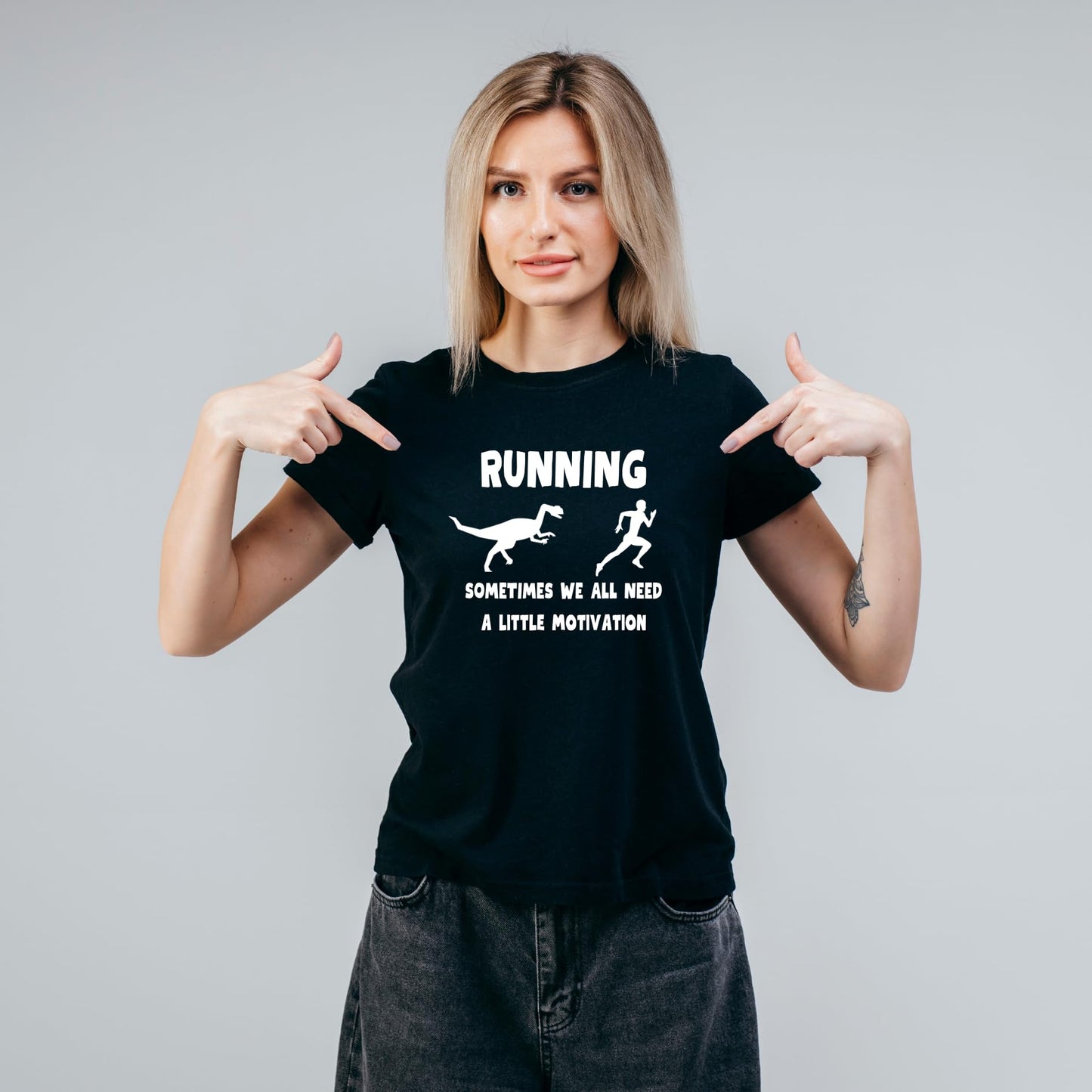 Running Sometimes We All Need A Little Motivation Funny Printed Black Adults Unisex Men Women Summer Winter Cotton Crew Neck Casual T-Shirt