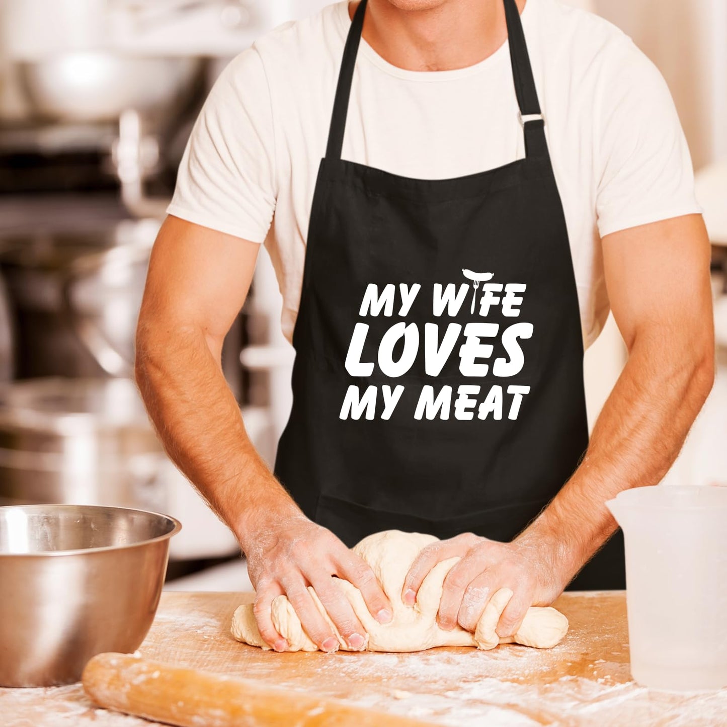 My Wife Loves Funny Aprons for men Printed Apron Gift for Her Chef Apron Kitchen Apron BBQ Apron Gift Baking Apron Father Day Gift