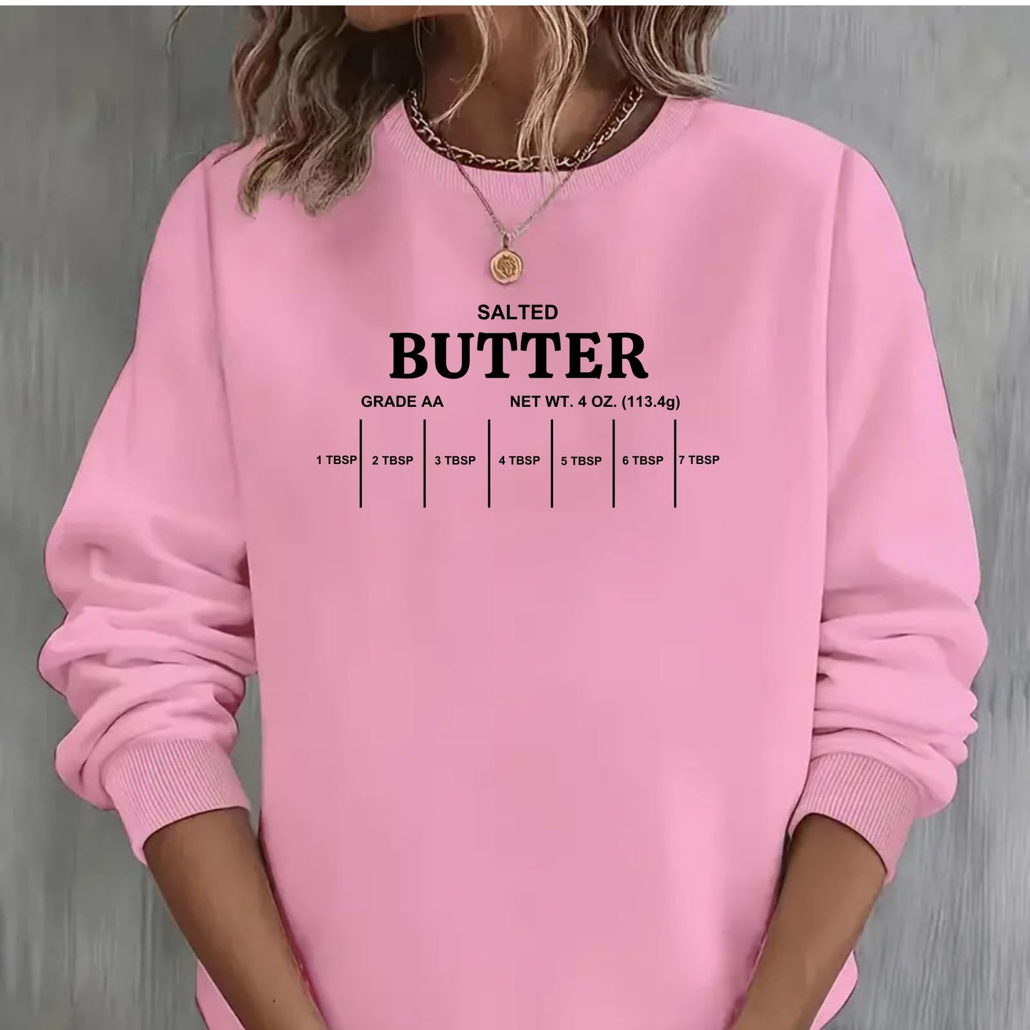 Be Buz Salted Butter Grade Sweatshirt Funny Foodie Pullover for Men and Women Dairy Lover Gift Cozy Unisex Crewneck for Butter Fans