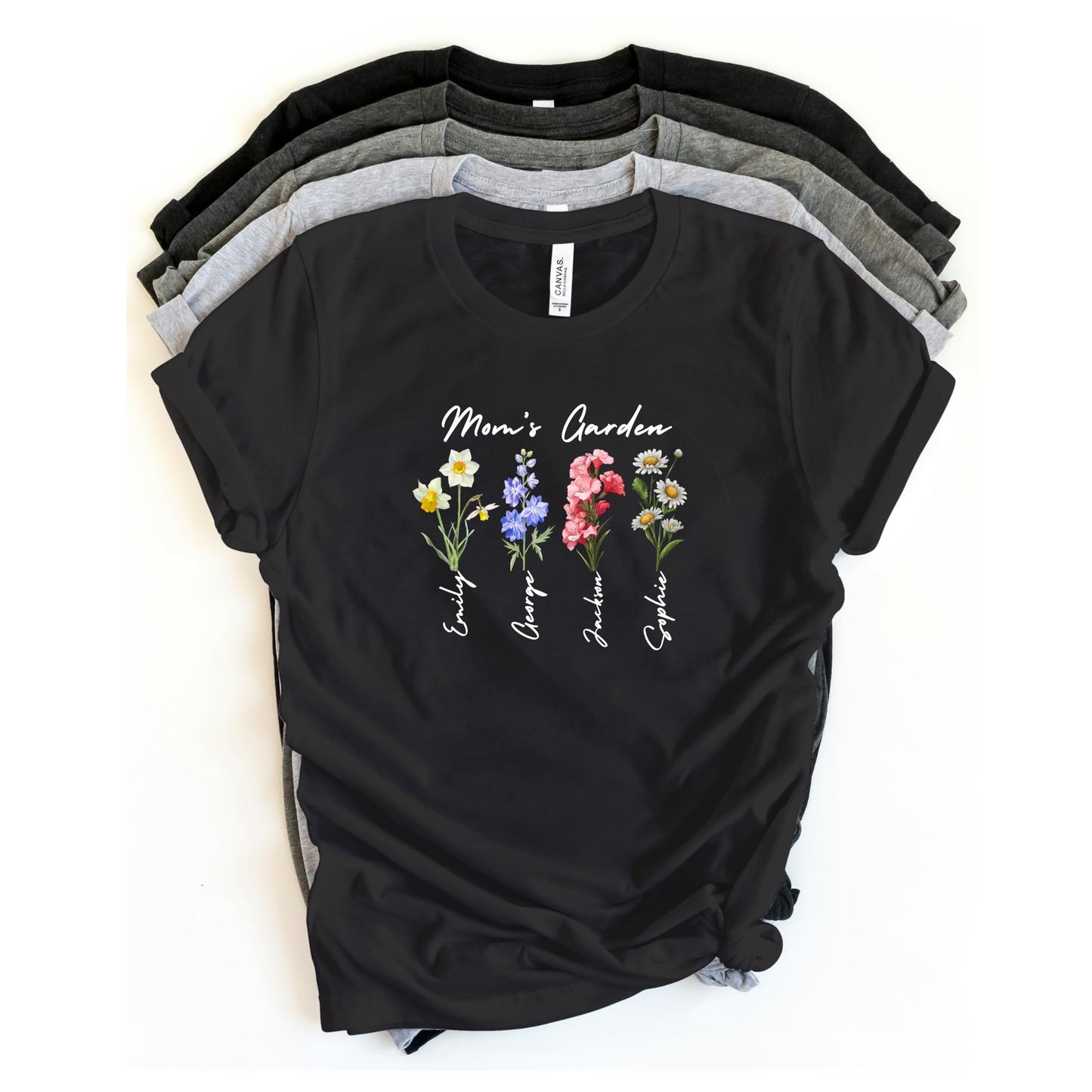 Be Buz Grandma’s Garden Shirt Personalized Birth Month Flower T-Shirt with Grandkids’ Names Custom Gift for Grandma, Mother's Day, Nana, Gigi, Mimi