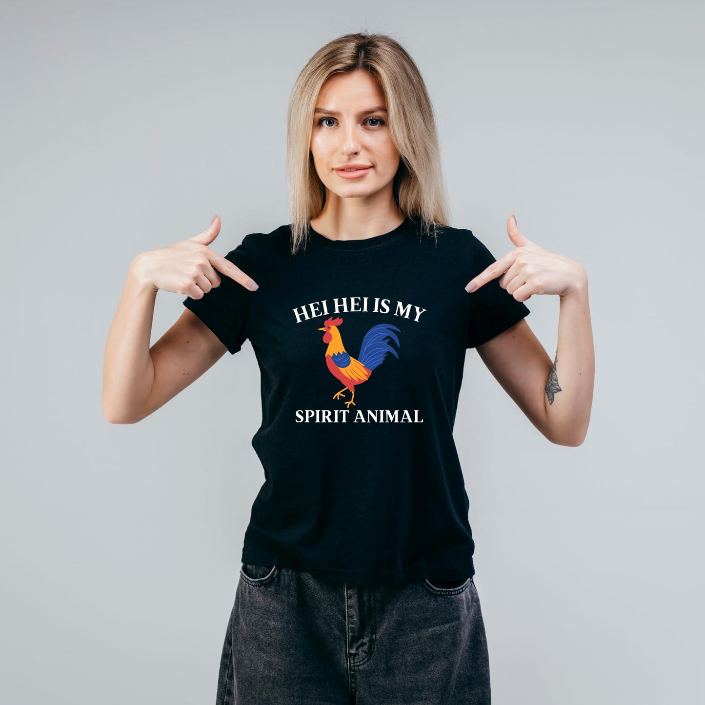 HEI HEI is My Spirit Animal Funny Printed Black Adults Unisex Men Women Summer Winter Cotton Crew Neck Casual T-Shirt - Top Tee