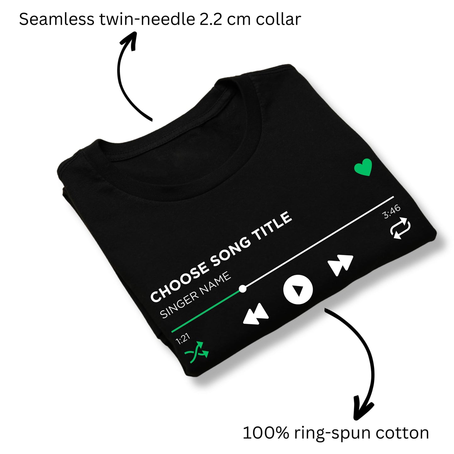 Choose Your Song/Singer Customise Personlised Text Printed Adults Unisex Men Women Summer Winter Cotton Crew Neck Casual T-Shirt