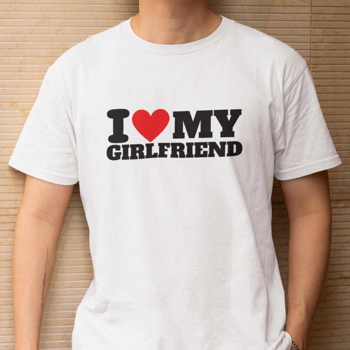 Be Buz I Love My Girlfriend T-Shirt Soulmates Forever World's Best Girlfriend Tee Cotton Shirt for Men Anniversary, Valentine's Day, or Birthday Present
