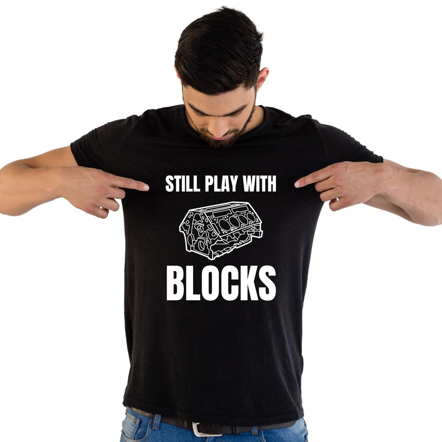 Still Play with Blocks Funny Printed Black Adults Unisex Men Women Summer Winter Cotton Crew Neck Casual T-Shirt