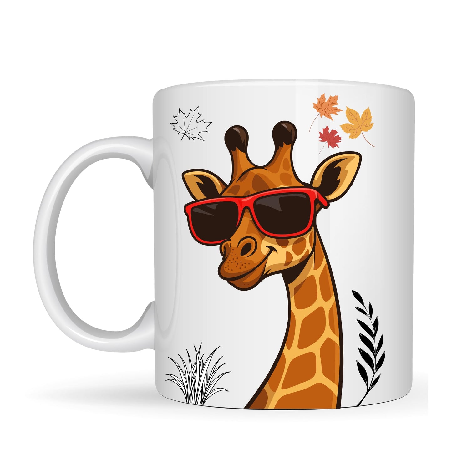 Funny Giraffe Coffee Mug with Sunglasses, White Ceramic, 325ml Capacity Cup for Men and Women Mug Gift for Animal Lovers, Mom, Dad, Christmas, New Year