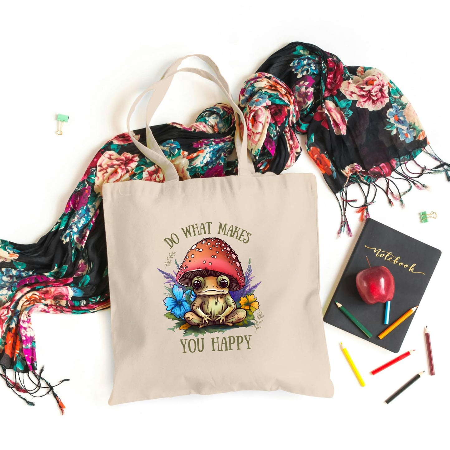Funny Tote Bag Do What Makes You Happy Frog Tote Bag Reusable Bag gift for nature lover womens tote gift for him her shopping bag