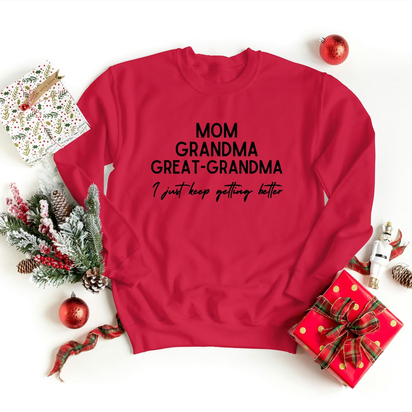 Be Buz Mom Grandma Great-Grandma Sweatshirt Baby Reveal to Family Pregnancy Announcement Gift Great Grandma Mother’s Day Sweatshirt