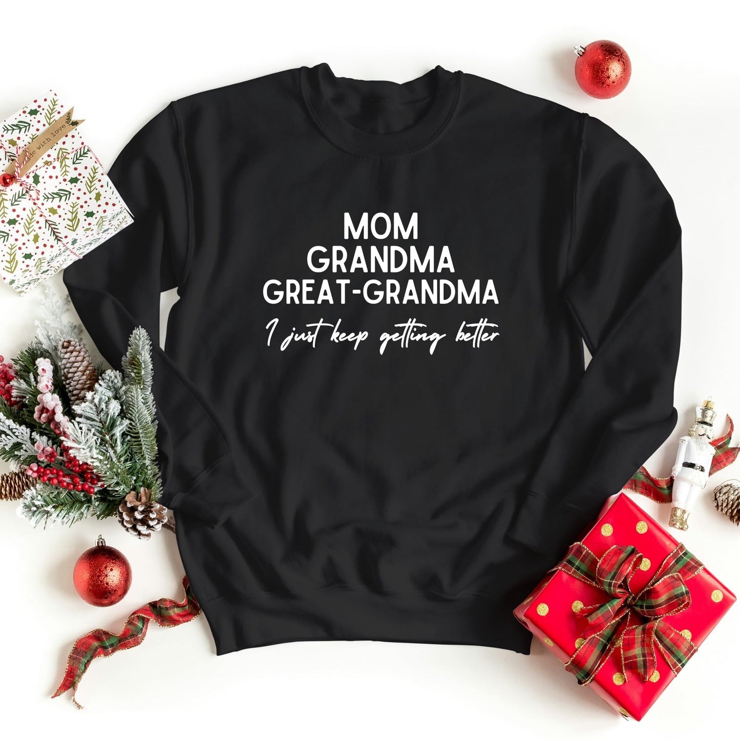 Be Buz Mom Grandma Great-Grandma Sweatshirt Baby Reveal to Family Pregnancy Announcement Gift Great Grandma Mother’s Day Sweatshirt